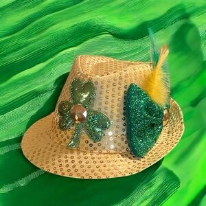 St. Patrick’s Day Gold Sequined Fedora Hat